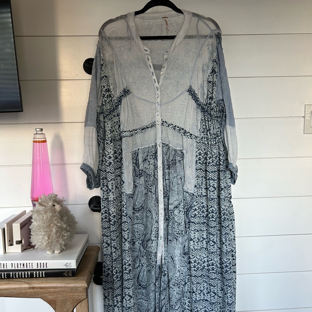 Free People Light Blue and White Summer Dress